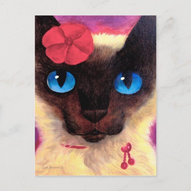 Siamese Cat Feline Pet Painting - Multi Postcard (Front)