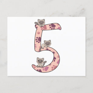Siamese Cat Fifth Birthday For Kids Cats Postcard