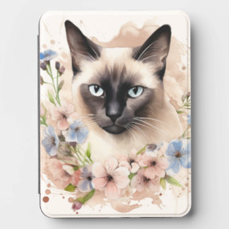 Siamese Cat Floral Watercolor Aesthetic Kindle Cover