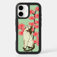 Siamese Cat & Flowers – Light Green OtterBox Case