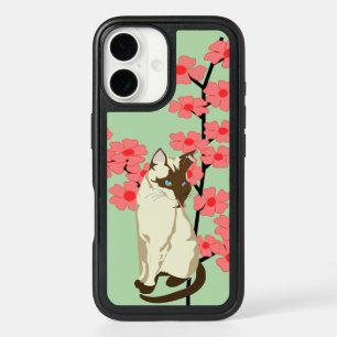 Siamese Cat & Flowers – Light Green OtterBox Case