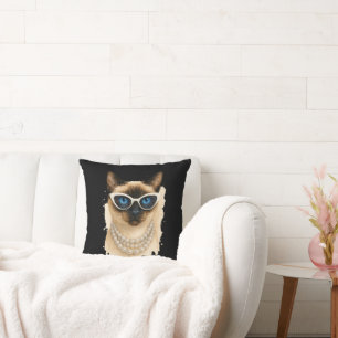 Siamese Cat for Cat Lovers Throw Pillow