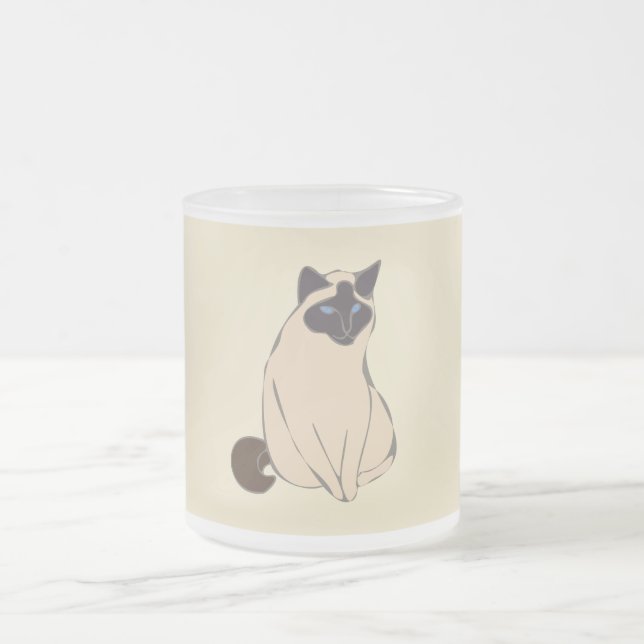 Siamese Cat Frosted Glass Mug (Center)