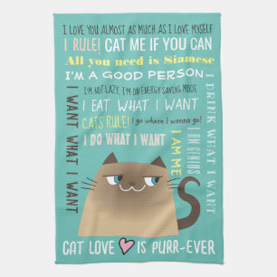 Siamese Cat Funny Kitchen Towel