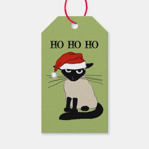 Siamese Cat Funny Santa Kitty Custom Christmas Gift Tags