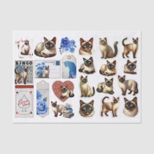 Siamese Cat Fussy Cuts with Coordinating Ephemera Tissue Paper