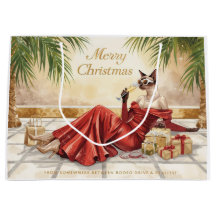Siamese Cat Glam Christmas Sipping Champagne