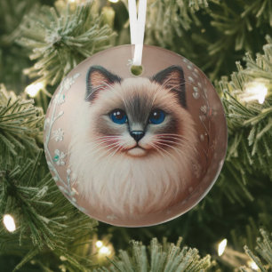 Siamese Cat Glass Ornament
