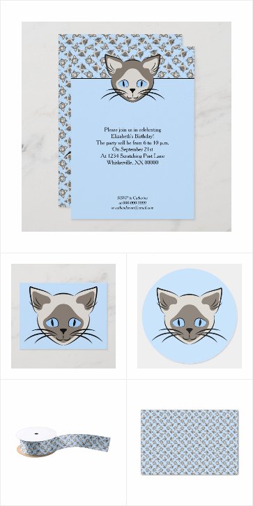 Siamese Cat Graphic Stationery and Party