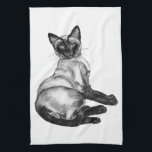 Siamese Cat Hand Towel<br><div class="desc">Siamese Cat black cute pets animals white vintage</div>