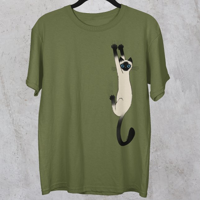 Siamese Cat Hanging On | Funny Cat T-Shirt (Creator Uploaded)