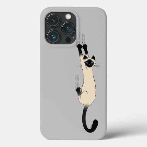 Siamese Cat Hanging On  Funny Cat with Blue Eyes iPhone 13 Pro Case