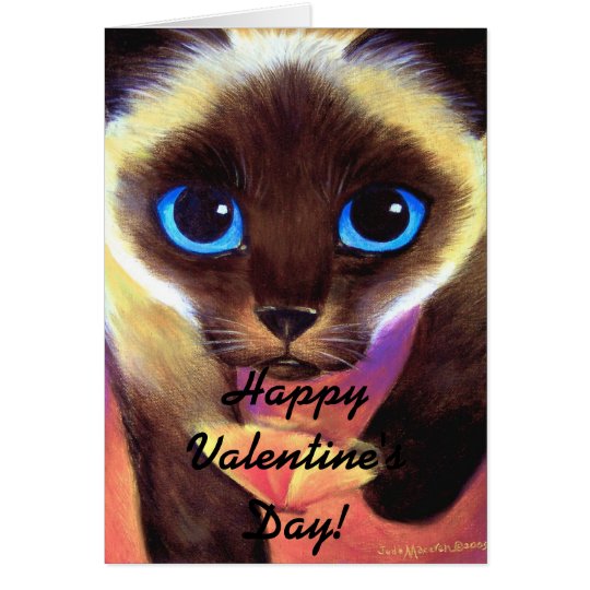 Siamese Cat Happy Valentines Day Card