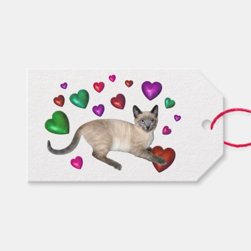 Siamese Cat Hearts Gift Tags
