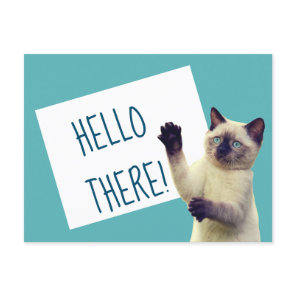 Siamese Cat Hello There Custom Message Postcard