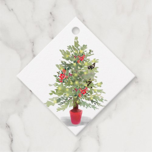 Siamese Cat in a Christmas Tree Gift Tags