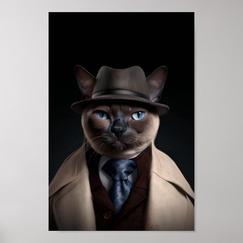 Siamese Cat in a Suit  My Mobster Cat  Funny Cat Poster