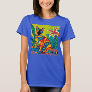 Siamese Cat in a Tropical Garden T-Shirt