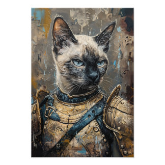 Siamese Cat in Armour Photo Print