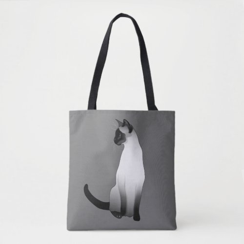 Siamese Cat in Black White and Gray  Grey Tote Bag