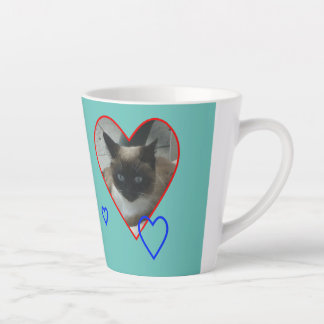 Siamese Cat in Heart Cust. Light Blue Latte Mug