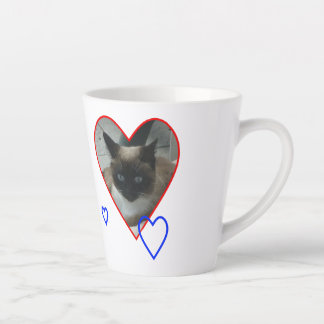 Siamese Cat in Heart Cust. White Latte Mug
