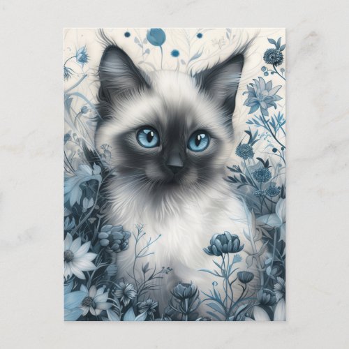 Siamese Cat in Mystic Garden Postcard