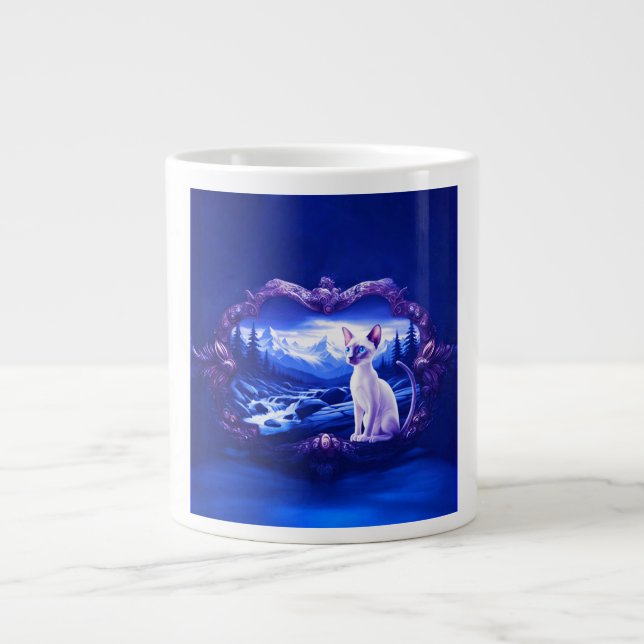Siamese Cat In Scenic Frame Giant Coffee Mug (Front)