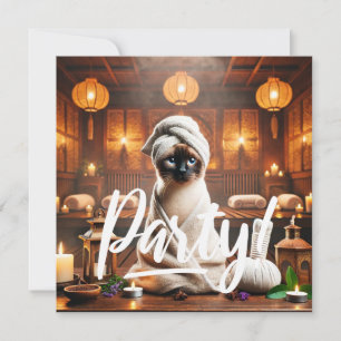 Siamese Cat in Spa PARTY invitation 