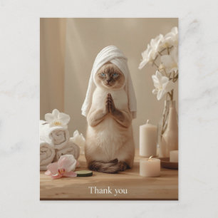 Siamese Cat in Spa Thank you Postcard