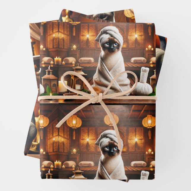 Siamese Cat in Spa  Wrapping Paper Sheets (In situ)