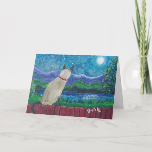 Siamese Cat in the Moonlight note card