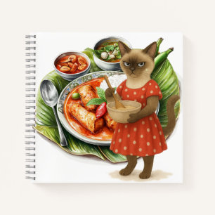 Siamese Cat is cooking Thai Food Notebook