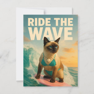 Siamese Cat is surfing Postcard
