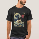 Siamese Cat Japanese Kanagawa Wave Funny Surf Anim T-Shirt