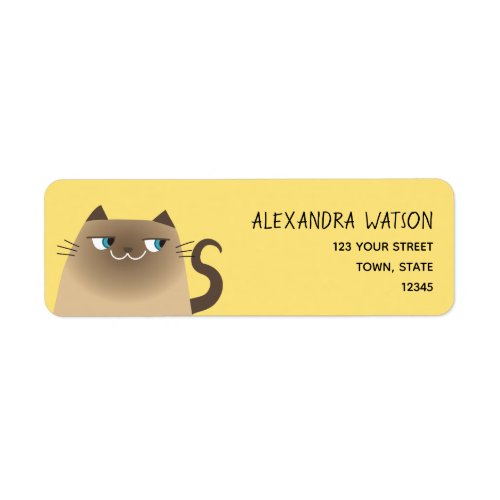 Siamese Cat Kawaii Return Address Label
