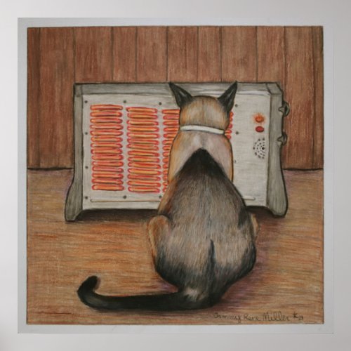 Siamese Cat Keepin Warm Poster