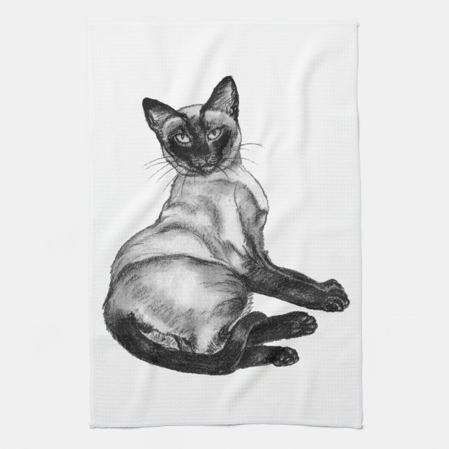 Siamese Cat Kitchen Towel (Vertical)
