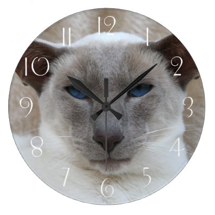Siamese Cat Large Clock
