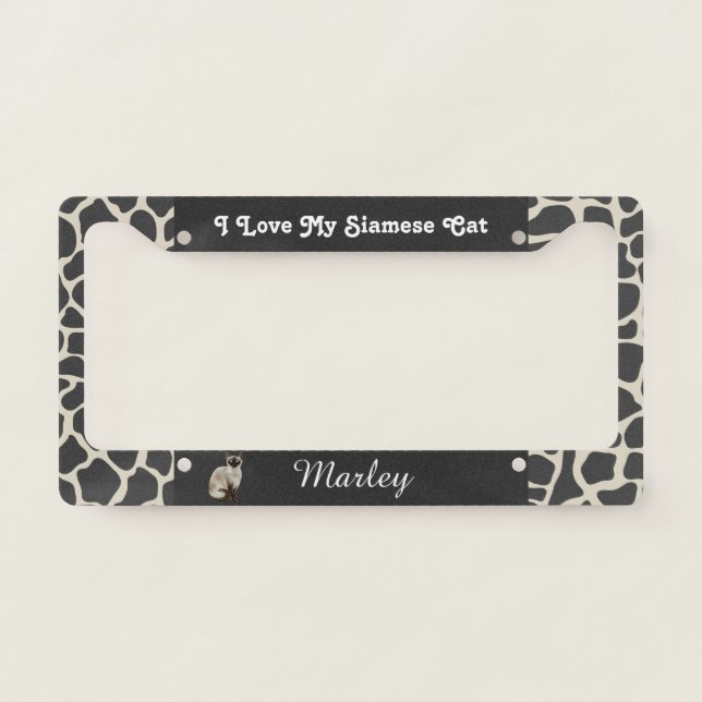 Siamese Cat License Plate Frame (Front)
