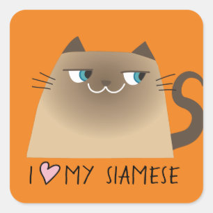 Siamese Cat Love Square Sticker