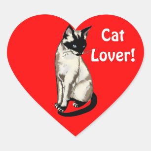 Siamese Cat Lover Heart Gift Stickers