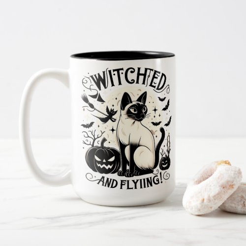 Siamese cat Magic Bewitched and Free Two_Tone Coffee Mug