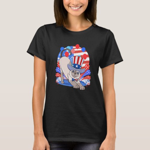 Siamese Cat Merica 4th of July American Patriotic  T_Shirt