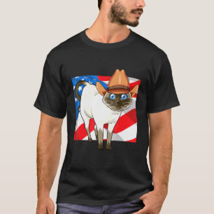 Siamese Cat Merica 4th Of July Patriotic American T-Shirt