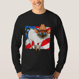 Siamese Cat Merica 4th Of July Patriotic American T-Shirt