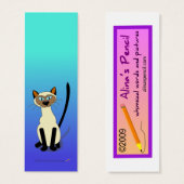 Siamese Cat Mini Bookmarks (Blue) (Front & Back)