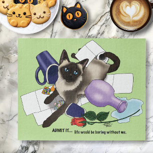 Siamese Cat Mischief Fantasy Jigsaw Puzzle