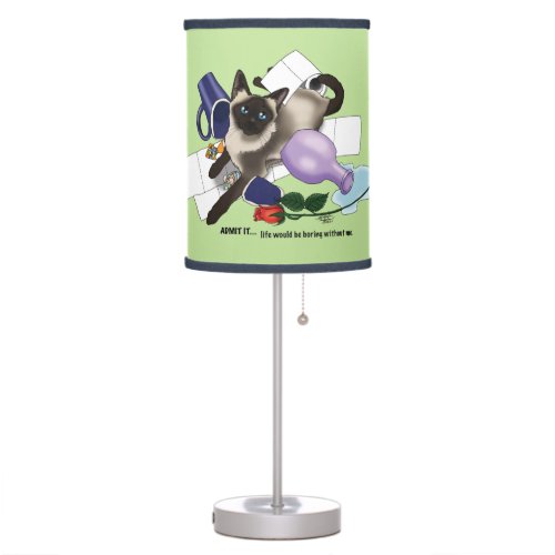 Siamese Cat Mischief Funny Table Lamp