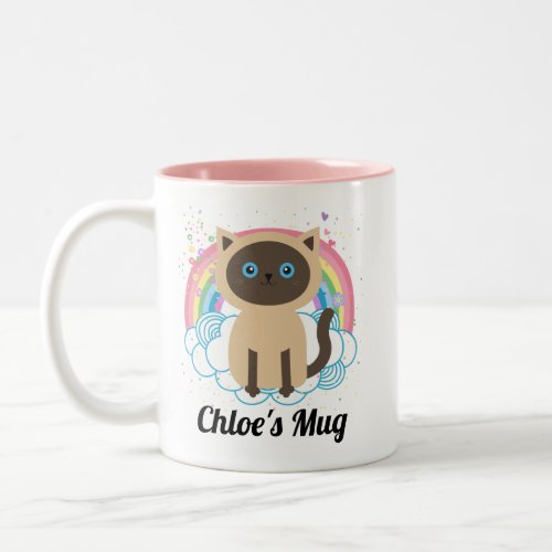 Siamese Cat Mom Cute Girly Two_Tone Coffee Mug